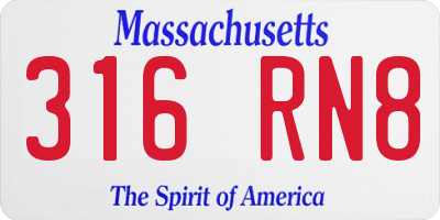 MA license plate 316RN8