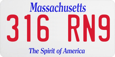 MA license plate 316RN9