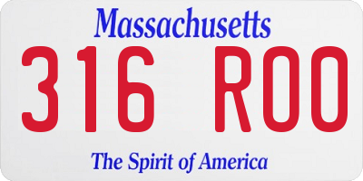 MA license plate 316RO0