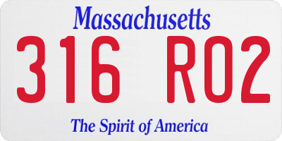 MA license plate 316RO2