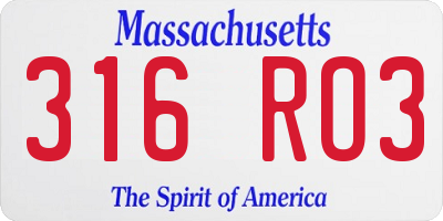 MA license plate 316RO3