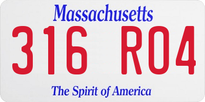 MA license plate 316RO4