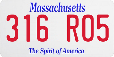 MA license plate 316RO5