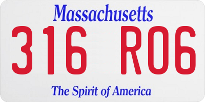 MA license plate 316RO6