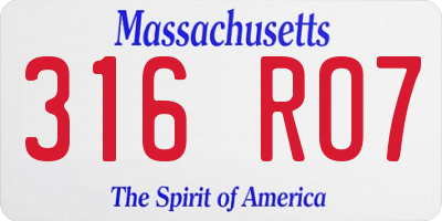MA license plate 316RO7