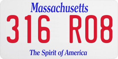 MA license plate 316RO8
