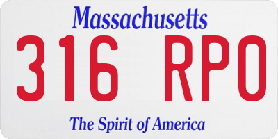 MA license plate 316RP0