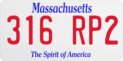 MA license plate 316RP2