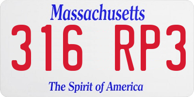 MA license plate 316RP3