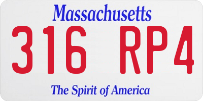 MA license plate 316RP4