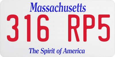 MA license plate 316RP5