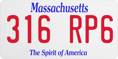 MA license plate 316RP6