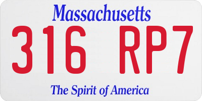 MA license plate 316RP7