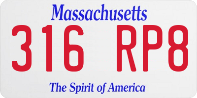 MA license plate 316RP8
