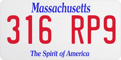 MA license plate 316RP9