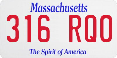 MA license plate 316RQ0