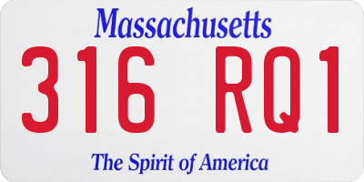 MA license plate 316RQ1