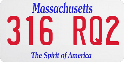 MA license plate 316RQ2