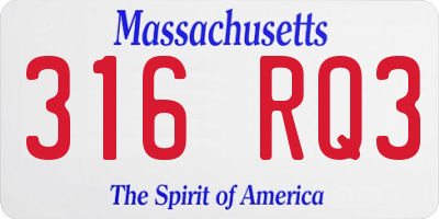 MA license plate 316RQ3
