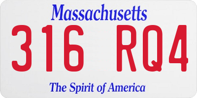 MA license plate 316RQ4