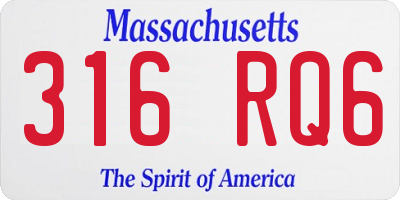 MA license plate 316RQ6