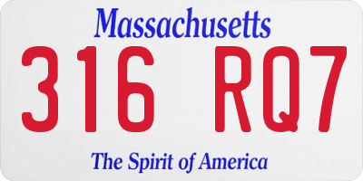 MA license plate 316RQ7