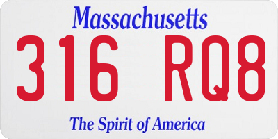 MA license plate 316RQ8