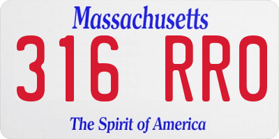 MA license plate 316RR0