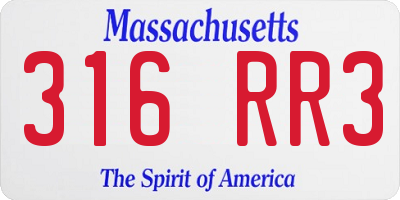 MA license plate 316RR3