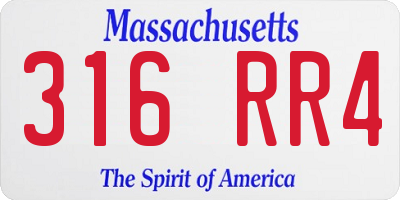 MA license plate 316RR4