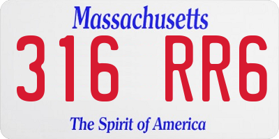 MA license plate 316RR6