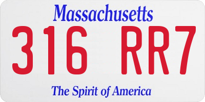 MA license plate 316RR7