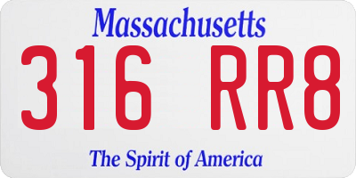 MA license plate 316RR8