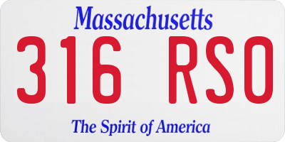 MA license plate 316RS0