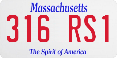 MA license plate 316RS1