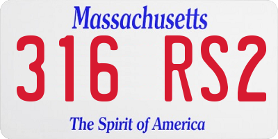 MA license plate 316RS2