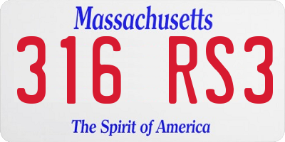 MA license plate 316RS3