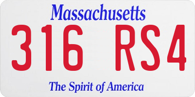 MA license plate 316RS4