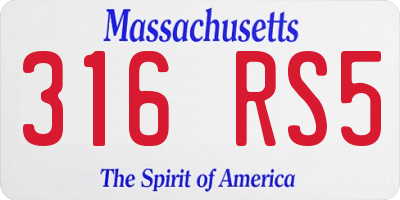 MA license plate 316RS5