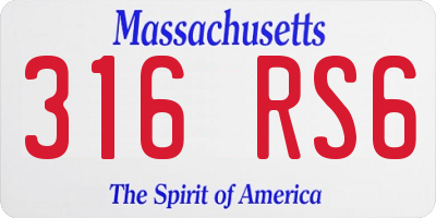 MA license plate 316RS6
