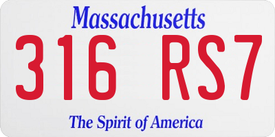 MA license plate 316RS7