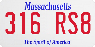MA license plate 316RS8