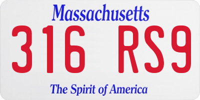 MA license plate 316RS9