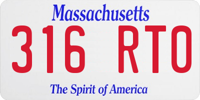 MA license plate 316RT0