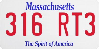 MA license plate 316RT3
