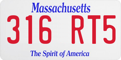 MA license plate 316RT5