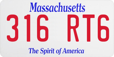 MA license plate 316RT6