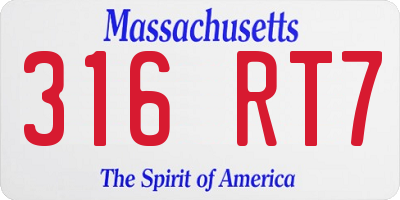MA license plate 316RT7