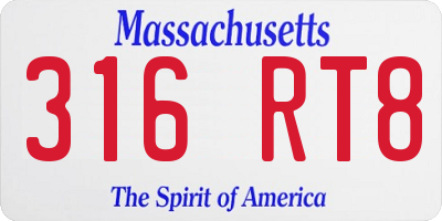 MA license plate 316RT8