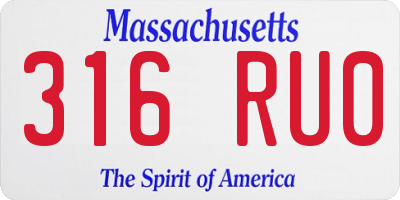 MA license plate 316RU0